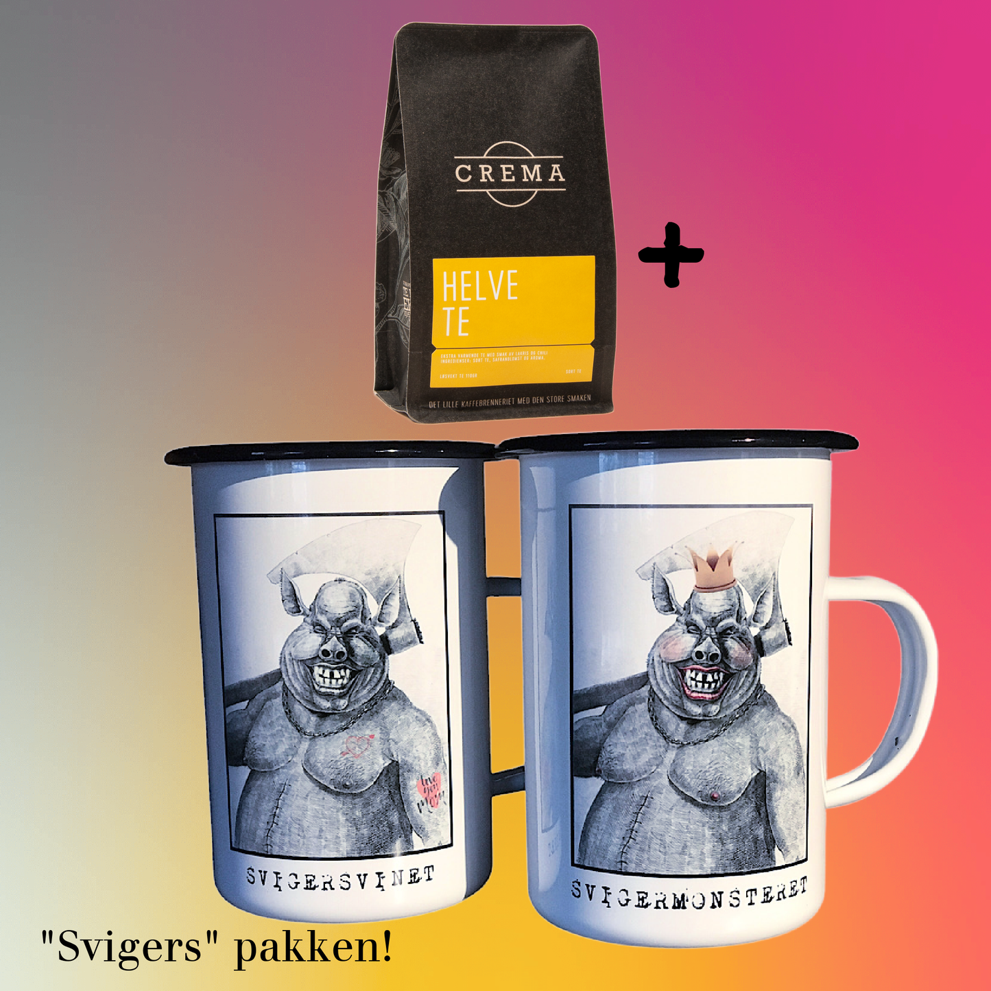 Gavepakke-Svigers - 2 kopper i emalje +Te