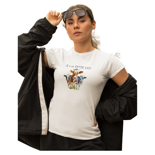 Æ é så fette lei, Myk T-Skjorte i økologisk bomull -innsvinget modell