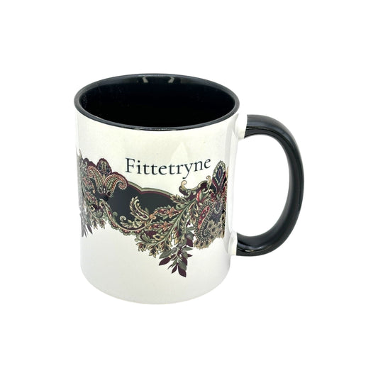 Krus m/ dekorativt mønster og en frekk tekst