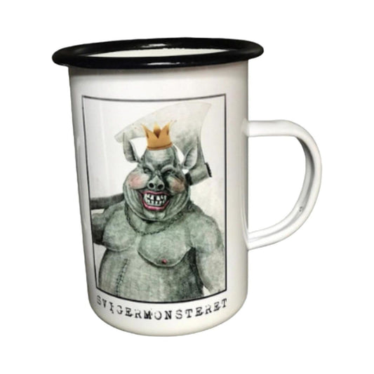 Svigers -Emaljekrus til både svigermonsteret og svigersvinet, 450 Ml