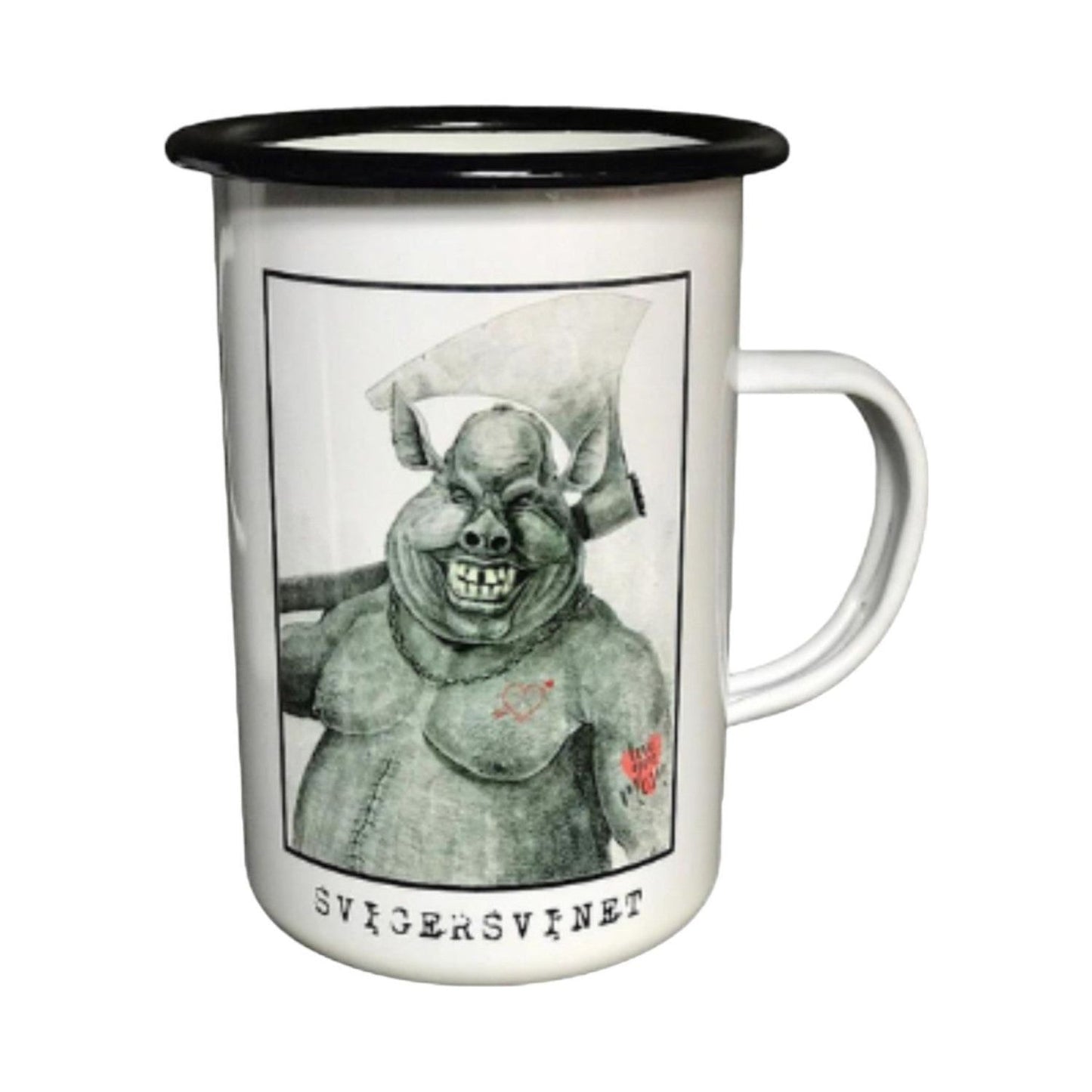 Svigers -Emaljekrus til både svigermonsteret og svigersvinet, 450 Ml