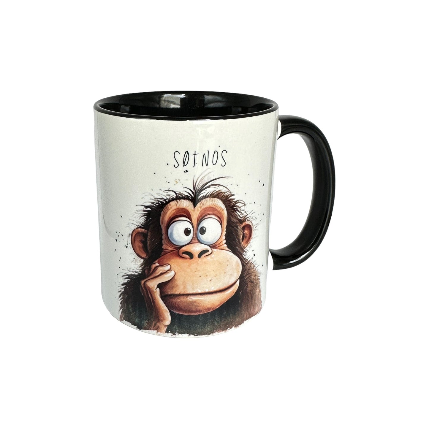"Monkey Business" -Krus m/ morsomme aper og passende tekst