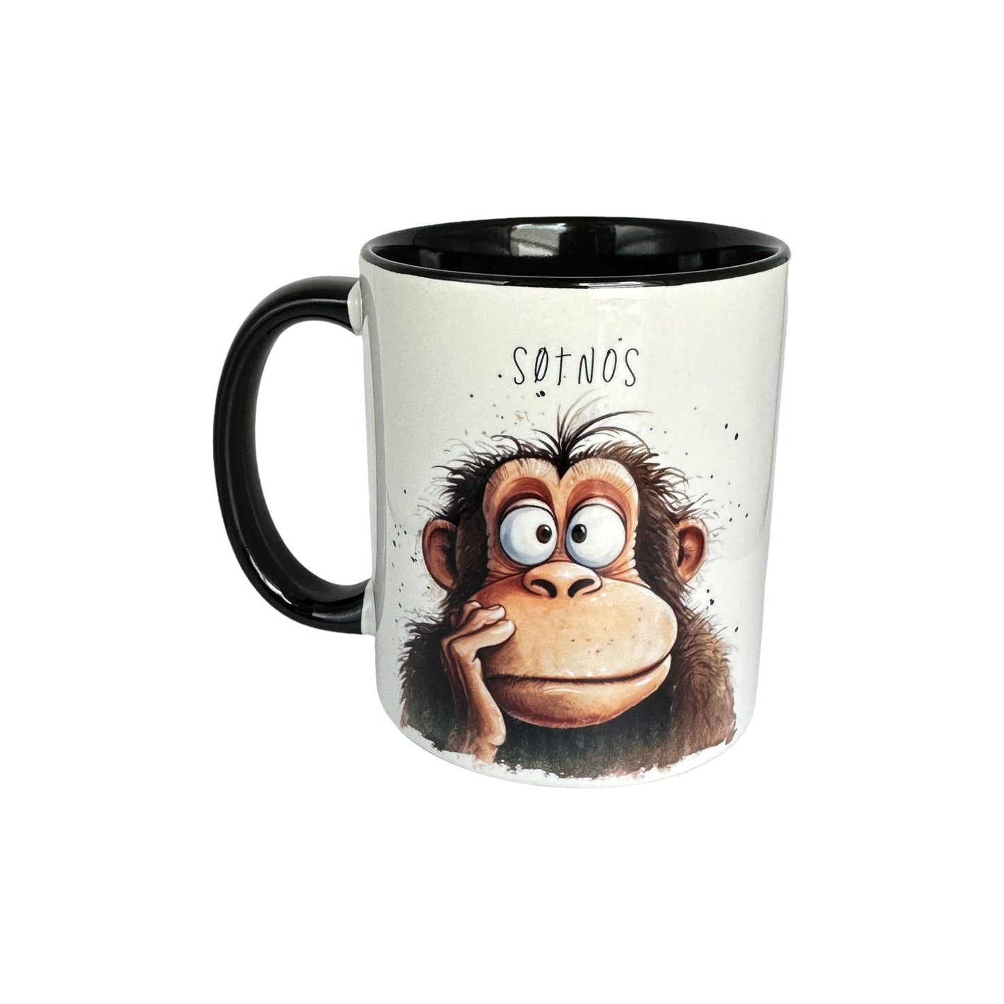 "Monkey Business" -Krus m/ morsomme aper og passende tekst