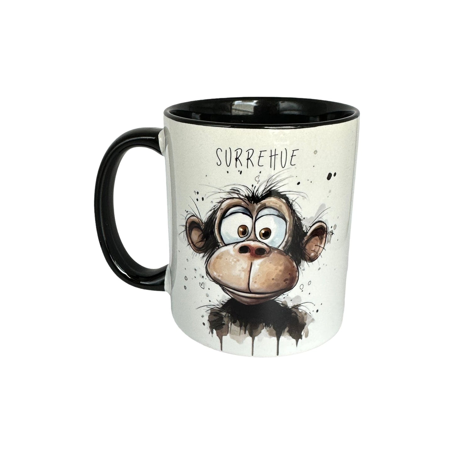 "Monkey Business" -Krus m/ morsomme aper og passende tekst