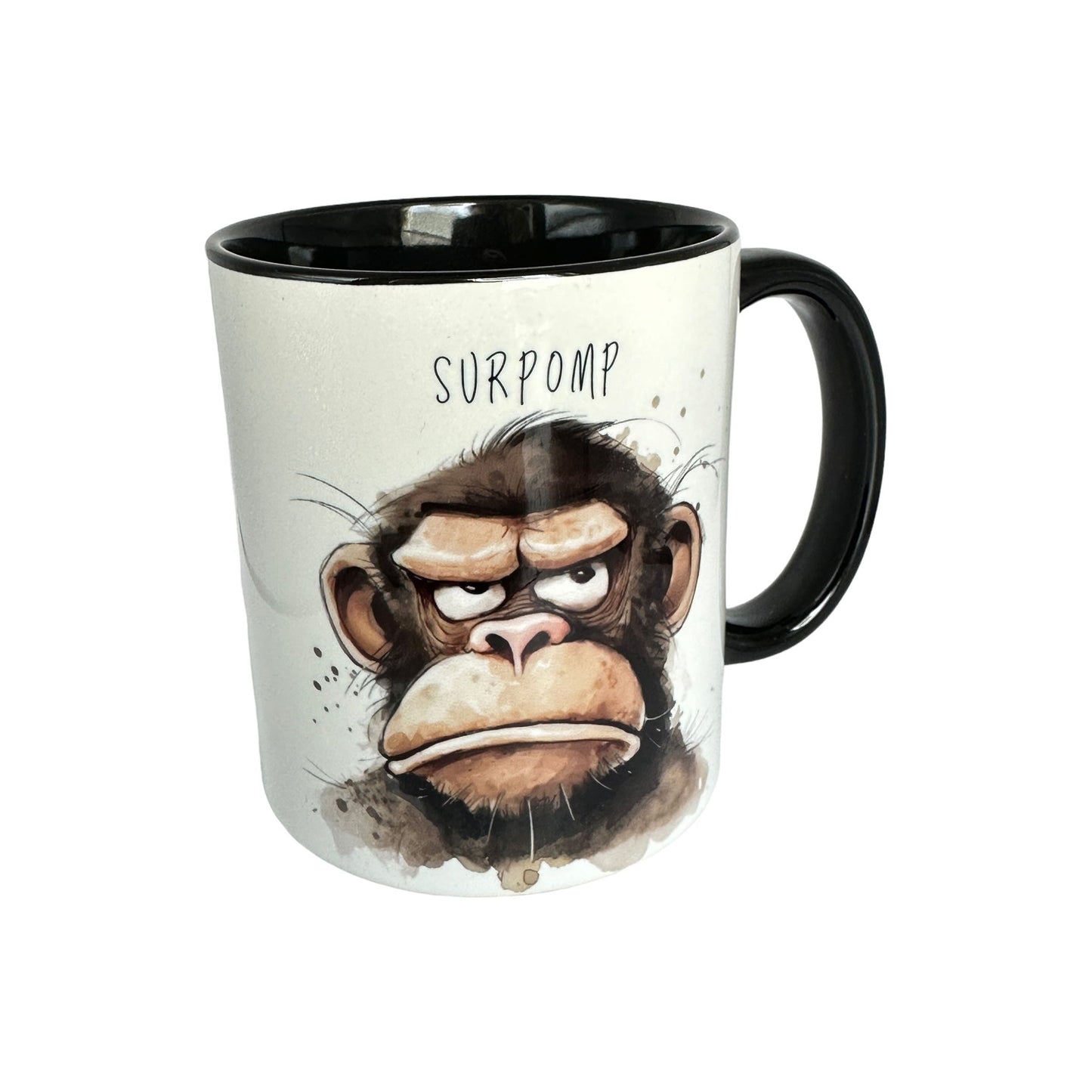 "Monkey Business" -Krus m/ morsomme aper og passende tekst