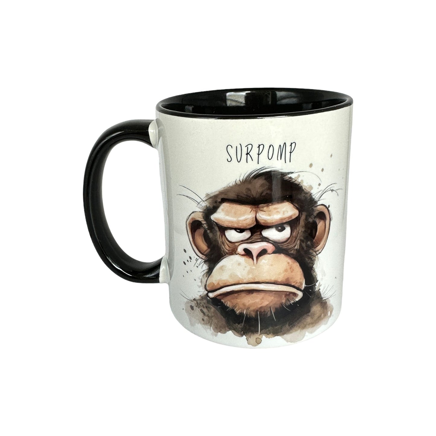 "Monkey Business" -Krus m/ morsomme aper og passende tekst