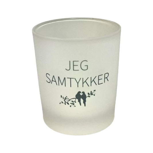 Samtykke-Lyskopp i frostet glass m/telys