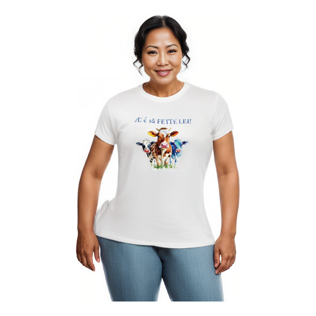 Æ é så fette lei, Myk T-Skjorte i økologisk bomull -innsvinget modell