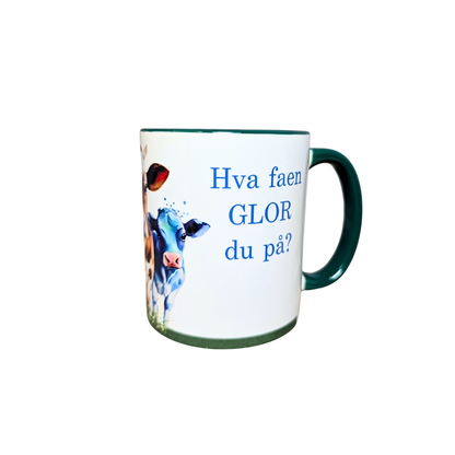 Hva faen glor du på? -Krus med morsom tekst. (5 ulike farger)
