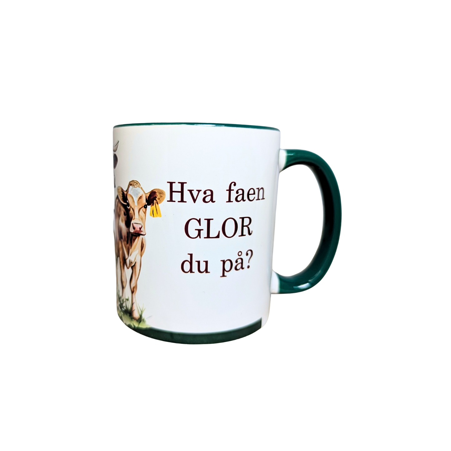 Hva faen glor du på? -Krus med morsom tekst. (5 ulike farger)
